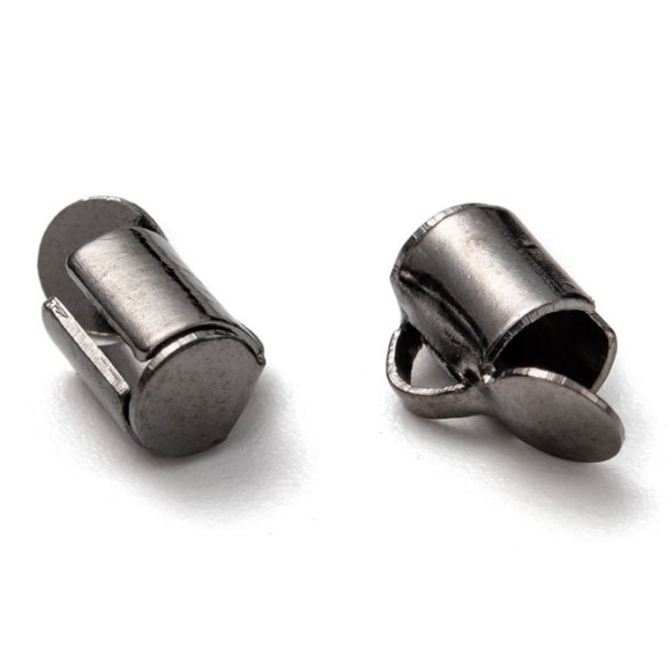 Tube cord end, small, gunmetal, black brass, 6x4mm, 6pcs.
