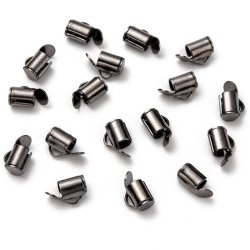 Endverschluss f&uuml;r gewebte Armb&auml;nder, klein, schwarzes Messing, 6x4 mm, 6 Stk