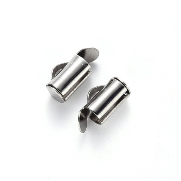Tube cord end, small, gunmetal, dark steel, 8x4mm, 6pcs.