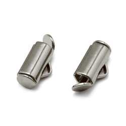 Endverschluss fr gewebte Bnder, dunkles Metall, 9x5 mm, 6 Stk.