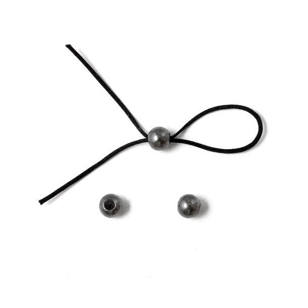 Adjustable locking bead, black oxidized sterling silver, 4mm, 2pcs.