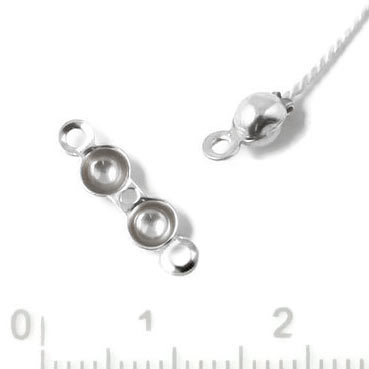 Endabschlüsse, Knotenverstecker mit Ösen, Silber, 3,5x7 mm, 4 Stk.