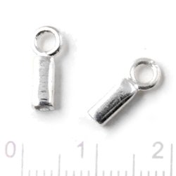 Kettenabschluss, Silber, viereckiger Endverschluss, Lochgr&ouml;&szlig;e 2,2x2,2 mm, 2 Stk