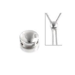 Verschluss-Perle, 2 L&ouml;cher, Silber, rund, flach, verstellbar, 6x4 mm, 1 Stk.