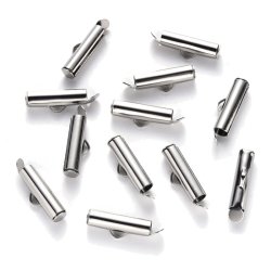 Endverschluss fr gewebte Armbnder, Rohrfrmig, Stahl, 20x4 mm, 6 Stk