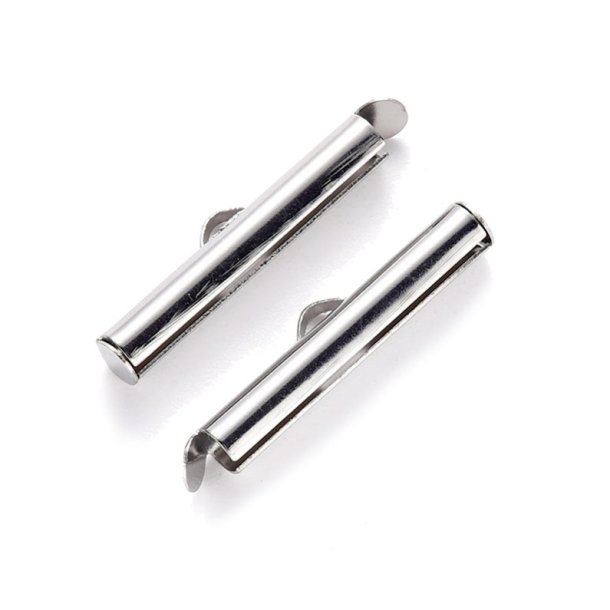 Endverschluss fr gewebte Armbnder, Rohrfrmig, Stahl, 25x4 mm, 6 Stk