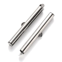 Endverschluss fr gewebte Armbnder, Rohrfrmig, Stahl, 40x4 mm, 4 Stk