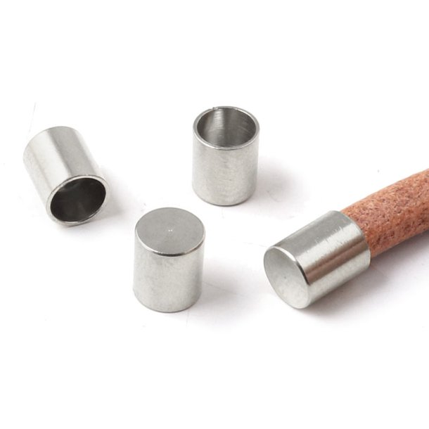 Cord end without loop, steel, with flat end, 7x6 mm, hole 5 mm, 4 pcs
