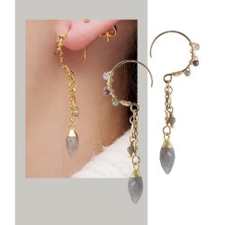 Ohrhaken, offen, rund mit &Ouml;se, vergoldetes Silber, 14 mm, 2 Stk