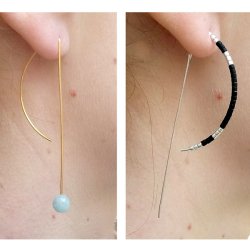 Ohrhaken, extra lang, 60x18 mm, offen, vergoldetes Silberes Silber, 2 Stk.