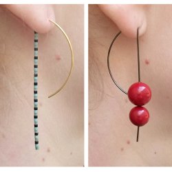 Ohrhaken, extra lang, 60x18 mm, offen, vergoldetes Silberes Silber, 2 Stk.