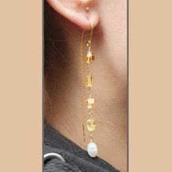 Citrin, ungleichm&auml;&szlig;ig facettierte Perle, klar gold-gelb, ca. 8x5x4 mm, 4 St&uuml;ck.