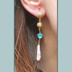 Apatit, ungleichm&auml;&szlig;ig facettierte Perle, t&uuml;rkis, ca. 8x5x4 mm, 4 St&uuml;ck.