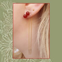 Karneol, runde Perle, angebohrt, 6 mm. 2 Stk