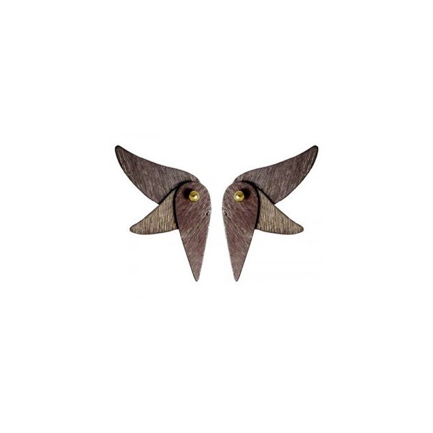 For inspiration only, Gilded silver earstuds with brushed gunmetal wings