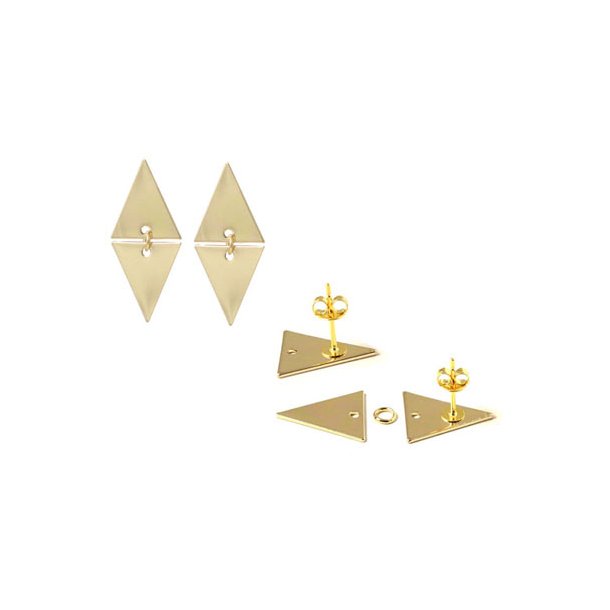 Gilded silver earstuds with triangles and jumpring