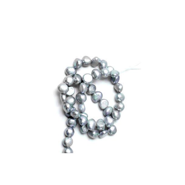 Freshwater pearl, full strand, baroque, light grey, appx. 6x7mm, 60pcs.