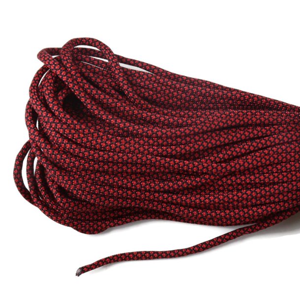 Paracord 550, bulk purchase, dark red/black, zig-zag pattern, round, 4 mm, 30 m