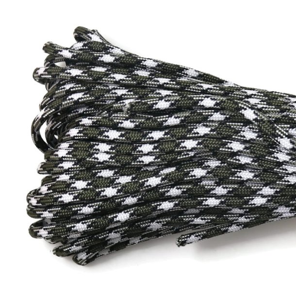 Paracord, bulk purchase, camouflage, white-green-black, Thickness 4mm, 30m