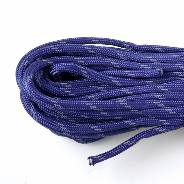 Parachute line, bulk purchase, navy blue with reflective markings, 3-4 mm, 10 m