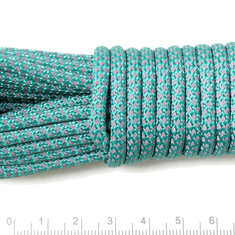 Paracord type 550, bulk purchase, red/green dottet, thickness 4mm, 30m