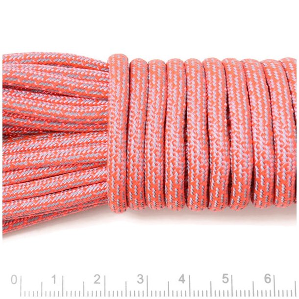 Fallschirmschnur / Paracord, Gro&szlig;kauf, super Reflex, Orange mit Matrix-muster, 3-4 mm, 10 m