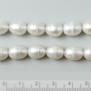 S��wasserperle, wei�, reisf�rmig,  ca. 11x8,5 mm, 6 Stk