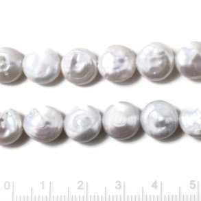 Freshwater pearl, button shape, flat round, 11-12mmx6, white, 4pcs.