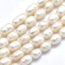 Freshwater pearl, full strand, white, 6-7x5-6mm, C-grade, ca. 54pcs.
