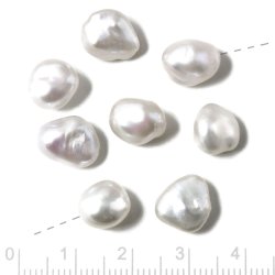 Swasserperlen, angebohrt, wei, barock, ca. 10x8x7 mm, A-grade, 4 Stk