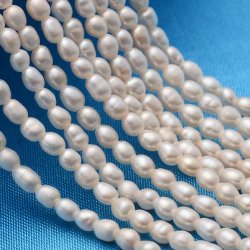 Swasserperlen, wei, reisfrmig, A-Qalitt, 6x4 mm, 10 Stk