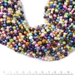 S&uuml;&szlig;wasserperle, ganzer Strang, gemischte farben, ca 5x6 mm, ca. 70 Stk