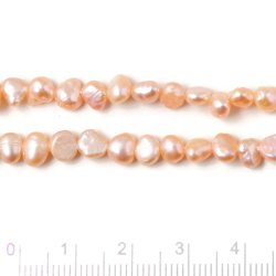Swasserperle, barock, Pfirsichfarben, 6x7 mm, A-grade, 10 Stk.
