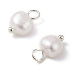 Swasserperle mit se, uneben, wei, Messing versilbert, 10x6x5 mm, 2 Stck.