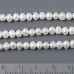 Swasserperlen, wei, Potato, 4x5 mm, A-grade, 20 stk.