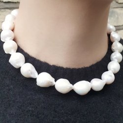 S&uuml;&szlig;wasserperle, Tropfen, naturwei&szlig;, A-grade, ca. 20x13 mm, 2 Stk