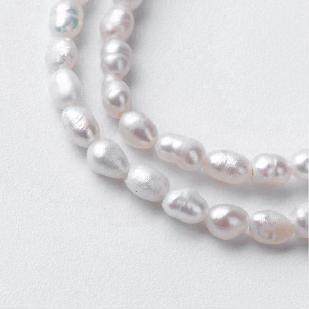 S��wasserperlen, wei�, Reisf�rmig, 4x3 mm, B-grade, 10 Stk