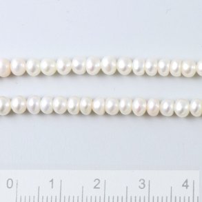 Ferskvandsperle, sideboret, potato, hvid, ca. 3,5x4 mm, A-grade, 10 stk