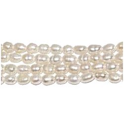 S��wasserperlen, ganzer Strang, wei�, Tropfen, 4x3 mm, B-grade, ca. 80 Stk