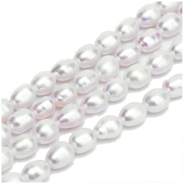 Freshwater pearl, white rice, A-grade, approx 5.5x4mm, 10pcs
