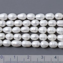 Swasserperle, wei, Tropfen,  ca. 7,5x5,5 mm, A-grade, 6 Stk