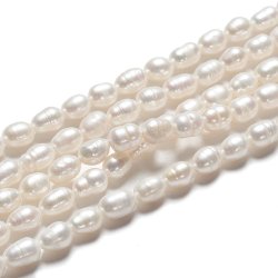 Swasserperle, wei reisfrmig, ca. 6x4,5 mm, 6 Stck