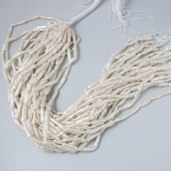 Swasserperle, lang, barock, wei, 16-18x6x5mm, A-grade, 2 Stk