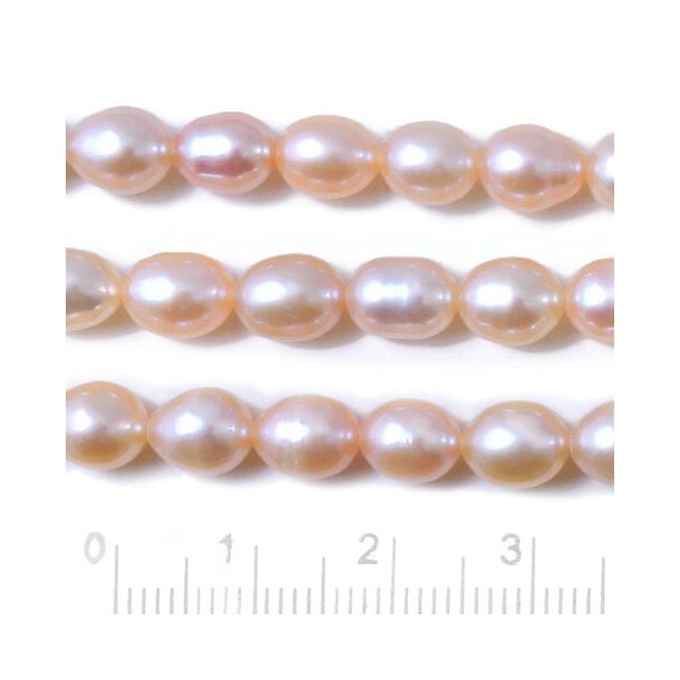 Freshwater pearl, peach color, drop, 8x6.5mm, A-grade, 6pcs