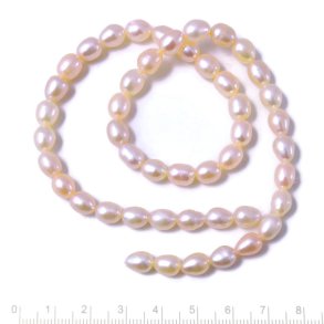 Freshwater pearl, full strand, peach color, drop, 8,5x6.5mm, A-grade, 41pcs