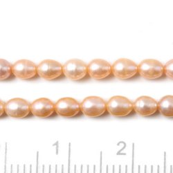 S��wasserperle, ganzer Strang, pfirsich, Reisf�rmig, 4x3 mm, A-grade, ca. 94 Stk