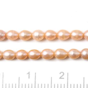 S��wasserperle, pfirsich, Reisf�rmig, 4x3 mm, A-grade, 10 Stk