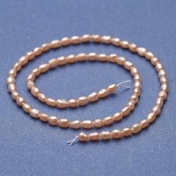 Swasserperle, pfirsich, Oval uneben, klein, 5x3,5 mm, 10 Stk.