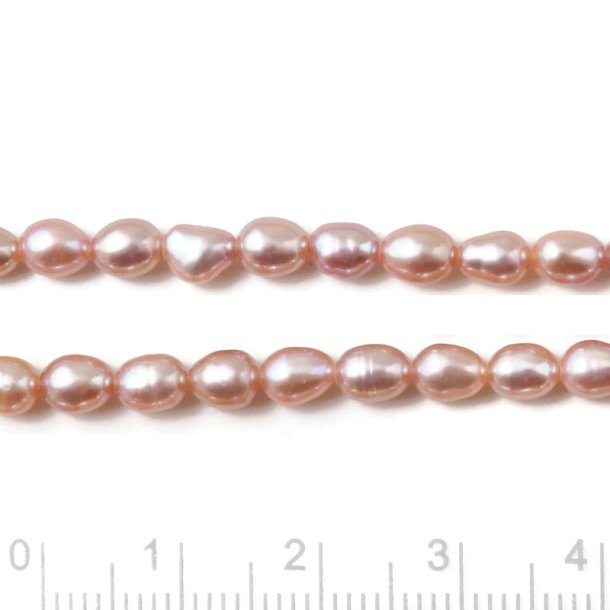 S&uuml;&szlig;wasserperle, dunkel pfirsich, Oval uneben, 5x4 mm, A-grade, 10 Stk