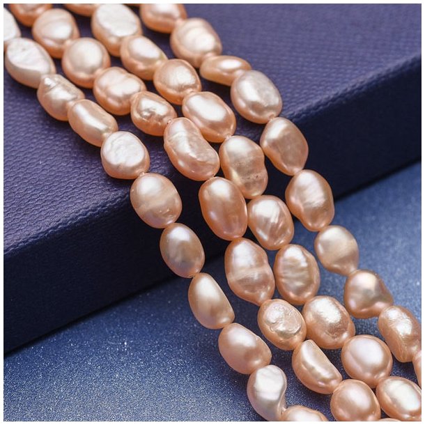 Freshwater pearl, peach, potatoe bisque, oval-shaped, 8x5mm, 10pcs